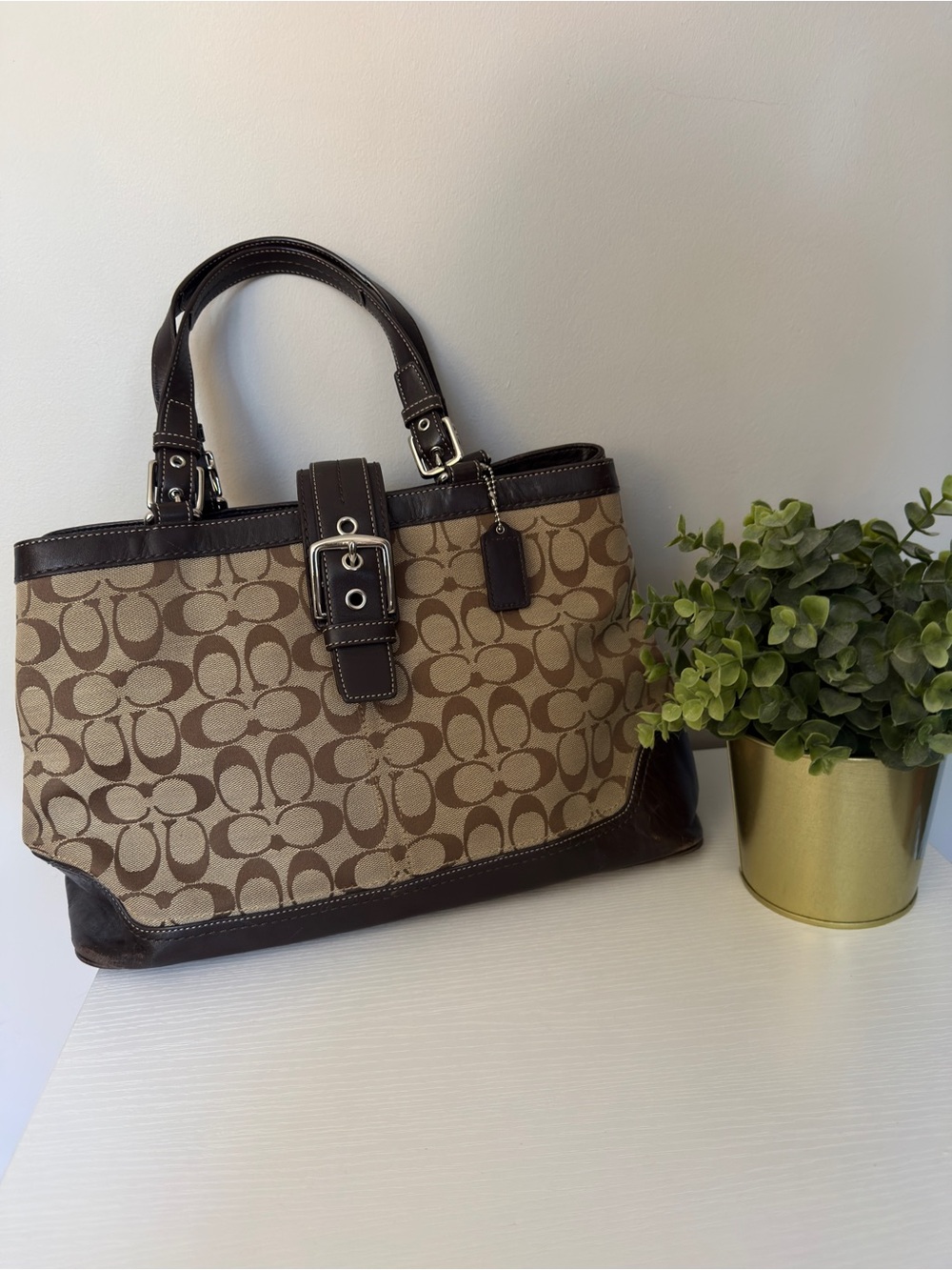 Coach F12642 Signature Canvas Buckle Tote – Brown